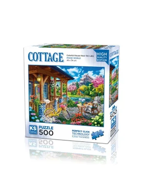 20053 Colorful House Near The Lake  500 Parça Puzzle -ks Puzzle