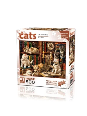 20090 Puzzle 500 Cats İn The Library