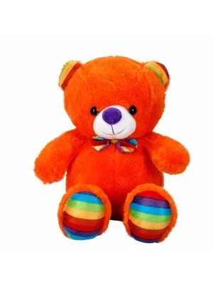 2962 Oturan Kurdeleli Renkli Peluş Ayı 30 Cm -sunman