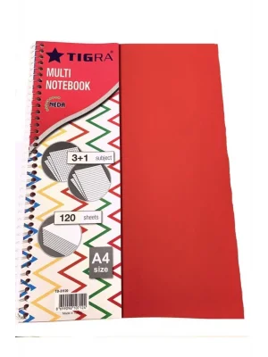 Tigra Tıgra Defter 120 Yaprak 4 Konulu 3 Kareli+ 1 Çizgili TIGRA