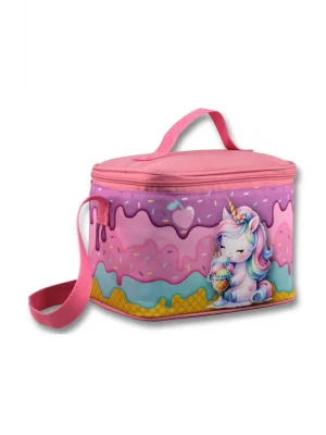 Ümit Çanta Termoslu/Isı Yalıtımlı Beslenme Çantası - 5004 - Dondurma Yiyen Unicorn, Mor Pembe (kız )