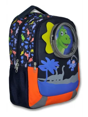 Cennec 5009 (Sevimli Dinazor - Mavi Kırmızı - Erkek Çocuk) Okul Çantası - 3D