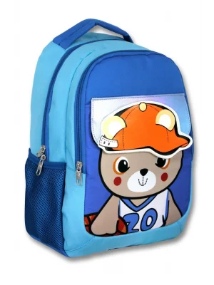Cennec 5021 (Şapkalı Ayıcık - Mavi - Erkek Çocuk) Okul Çantası - Şapka Detaylı Bölme