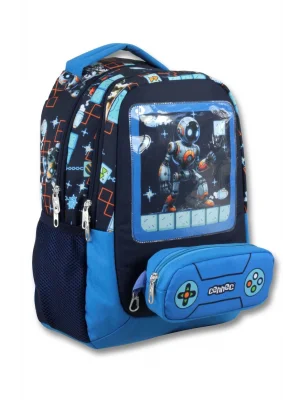 Cennec 5030 (Oyun Konsolu - Mavi Siyah - Erkek Çocuk) Okul Çantası - Kalemlikli
