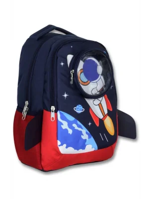 Cennec 5042 (3D Astronot - Lacivert Kırmızı - Erkek Çocuk) Okul Çantası