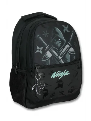 Ümit Çanta Üç Gözlü Erkek Çocuk İlkokul Çantası - Ninja - Siyah Turkuaz - 5066