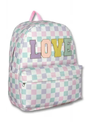 Ümit Çanta Kız Çocuklar İçin Mor Yeşil Renkli Love Baskılı Okul Çantası - 5084 - Deri Love Yazılı