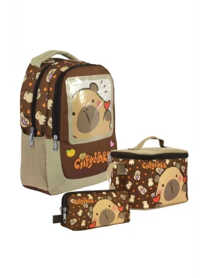 (Erkek Çocuk - Kahverengi) İlkokul Üçlü Çanta Seti - SETCPB5209A