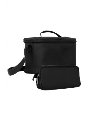 Erkek Çocuk Desensiz Desenli Siyah Beslenme Çantası ve Kalemlik Seti