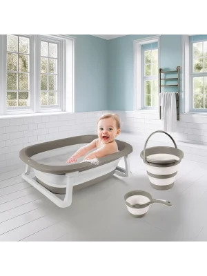 7273 Katlanabilir Üçlü Bebek Banyo Seti Stone Gri