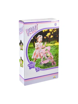 9326c Çilek Desenli, 3 Tekerlekli Ve Tenteli Oyuncak Puset -sunman