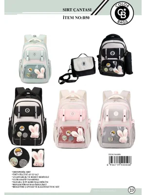 B50 - OKUL ÇANTASI 3 LÜ SET KORE MODELİ