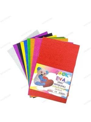 Çook 20x30 Yapışkanlı Simli Eva 10 Renk Karışık