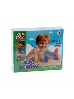 Km5869 Kumtoys İlk Uçağım Ahşap Boyama Seti