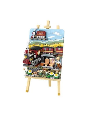 Lz-1296 Loz Tren İstasyonu Ahşap Boyama 758 Parça Block Oyuncak