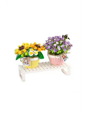 Lz1674 Loz Eternal Flowers Serisi - Saksıda Çiçekler letters From Spring Baby’s Breath daisy With Bee 534 Parça Yapım Seti