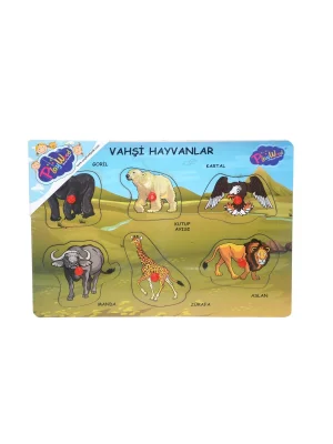 Ony-328 329 Onyıl, Ahşap Tutmalı Vahşi Hayvanlar