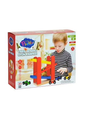 Ony-382 Playwood  Ahşap Yarış Arabalı Oyun Rampası-onyıl