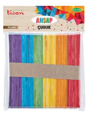 TEMAT TICON AHŞAP ÇUBUK DİL ÇUBUĞU KÜÇÜK BOY 50Lİ KRŞ RENK
