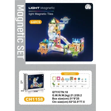 03-ch1158 7,5 Cm Manyetik Bloklar 64 Pcs