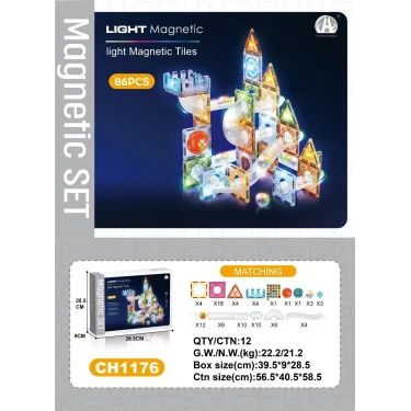 03-ch1176 7,5 Cm Manyetik Bloklar 86 Pcs