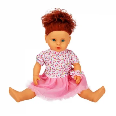 1060011 Lila Sesli Saçlı Et Bebek 60 Cm