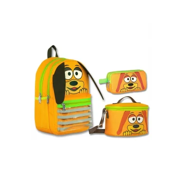 Ümit Çanta Cennec Erkek Çocuk Sarı Sallanan Kulaklar 3lü İlkokul Çanta Seti