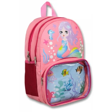 Cennec Şeffaf Bölmeli Pembe Deniz Kızı İlkokul Sırt Çantası - Kız Çocuk