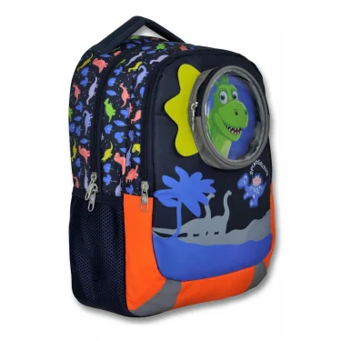 Cennec 5009 (Sevimli Dinazor - Mavi Kırmızı - Erkek Çocuk) Okul Çantası - 3D