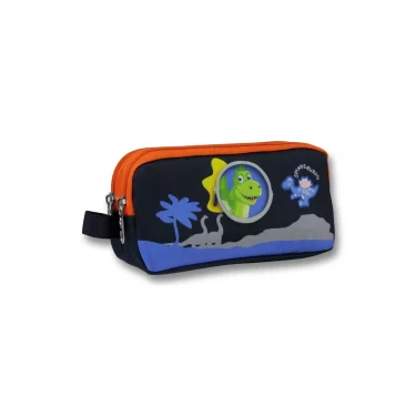 Ümit Çanta 5011 (Sevimli Dinazor Desenli - Mavi Kırmızı Renkli) Erkek Çocuk Kalem Çantası