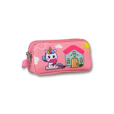 Ümit Çanta 5053 (Unicorn Desenli - Pembe Yeşil Renkli) Kız Çocuk Kalem Çantası