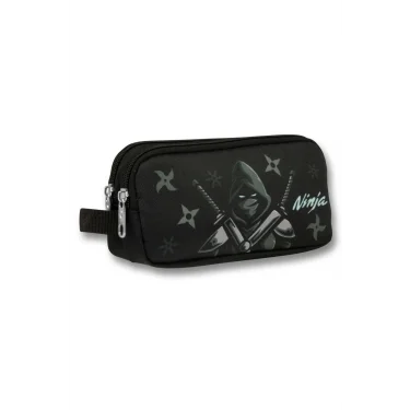 Ümit Çanta Siyah Turkuaz Ninja Desenli Kalem Çantası - Erkek Çocuk - 5068