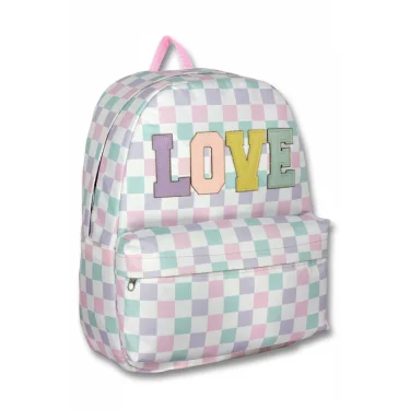 Ümit Çanta Kız Çocuklar İçin Mor Yeşil Renkli Love Baskılı Okul Çantası - 5084 - Deri Love Yazılı