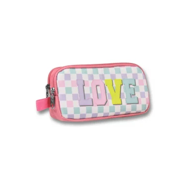 Ümit Çanta Pembe Sarı Love Desenli Kalem Çantası - Kız Çocuk - 5085