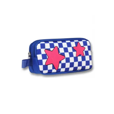 Ümit Çanta 5087 (Yıldız Desenli - Mavi Kırmızı Renkli) Kız Çocuk Kalem Çantası