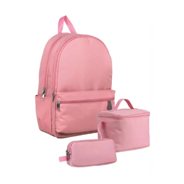 Pembe Renk Kız Çocuklar İçin Üçlü İlkokul Okul Çanta Seti - SETUMT5121A