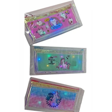 Işıklı ve Desenli Kalem Kutusu - 1 ADET - Unicorn Figürlü