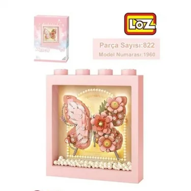 Lz-1960 Loz Pembe Kelebek Çerçeve 822 Parça Block Oyuncak