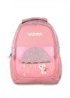 Cennec Simli Unicorn Baskılı Pembe Kız Çocuk Üçlü İlkokul Çanta Seti