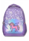 Ümit Çanta Nakışlı Unicorn Kız Çocuk Üç Gözlü Lila Renk Okul Çantası - 5027