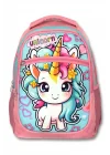 Ümit Çanta Üç Gözlü Kız Çocuk İlkokul Çantası - Bebek Unicorn - Pembe Turkuaz - 5048