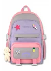 Cennec Çok Bölmeli Kız Çocuk Pembe Gri İlkokul ve Günlük Sırt Çantası - 5072