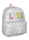 Ümit Çanta Kız Çocuklar İçin Mor Yeşil Renkli Love Baskılı Okul Çantası - 5084 - Deri Love Yazılı