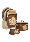 (Erkek Çocuk - Bej - Kahverengi) İlkokul Üçlü Çanta Seti - SETCPB5230A