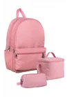 Pembe Renk Kız Çocuklar İçin Üçlü İlkokul Okul Çanta Seti - SETUMT5121A