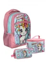 SETUMT5048A Üçlü İlkokul Çanta Seti (Pembe Turkuaz - Bebek Unicorn - Kız Çocuk)