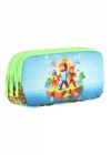 Kids Yeşil Mavi, Craft Temalı, Erkek Çocuk Üç Bölmeli Kalemlik/Kalem Çantası - L8280