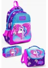 Kids Mor Pembe Unicorn Desenli 3’lü Okul Çanta Seti SET0123492