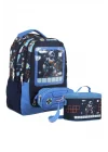 Oyun Konsolu Desenli Erkek Çocuk Mavi Siyah İkili Çanta ve Beslenme Seti - SETUMT5030B