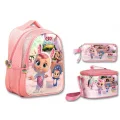 Cry Babies Tavşan Kulaklar Açık Pembe Kız Çocuk Üçlü İlkokul Çanta Seti